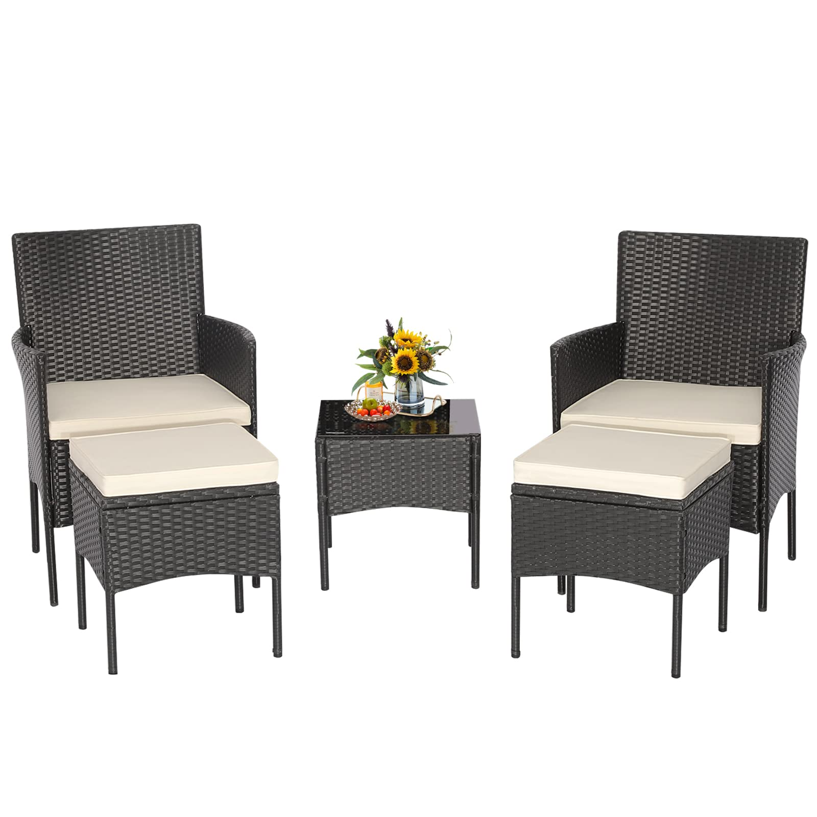 Tangkula 5 Piece Outdoor Wicker Sofa Set
